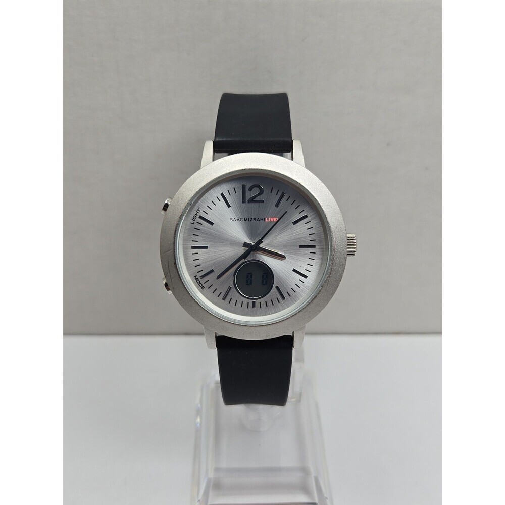 Isaac Mizrahi Live Womens Sport Analog Digital Silver Silicone Watch New Battery - Picture 1 of 12